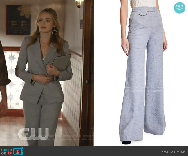 Veronica Beard Antonio High-Rise Wide-Leg Pants worn by Kirby Anders (Maddison Brown) on Dynasty