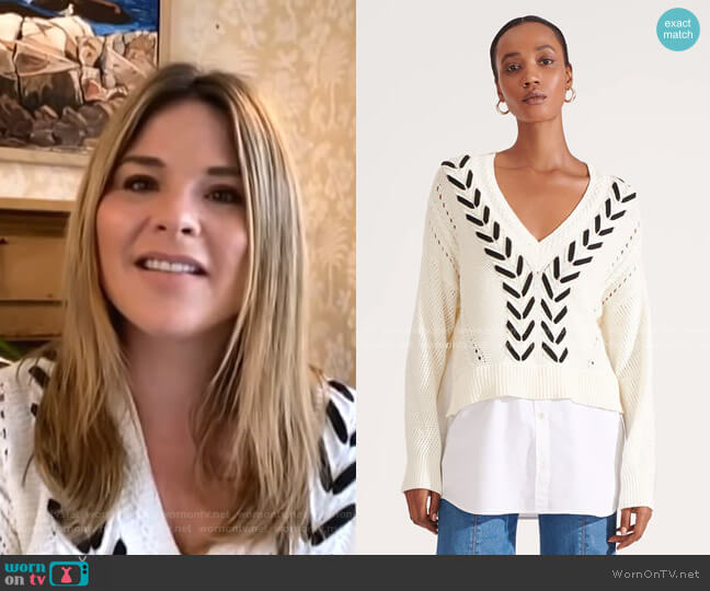Veronica Beard Edwin Mixed-Media Sweater worn by Jenna Bush Hager on Today