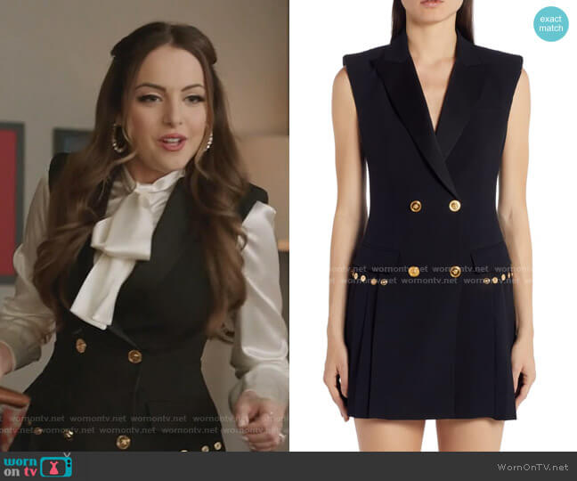Versace Medusa Button Pleated Minidress worn by Fallon Carrington (Elizabeth Gillies) on Dynasty