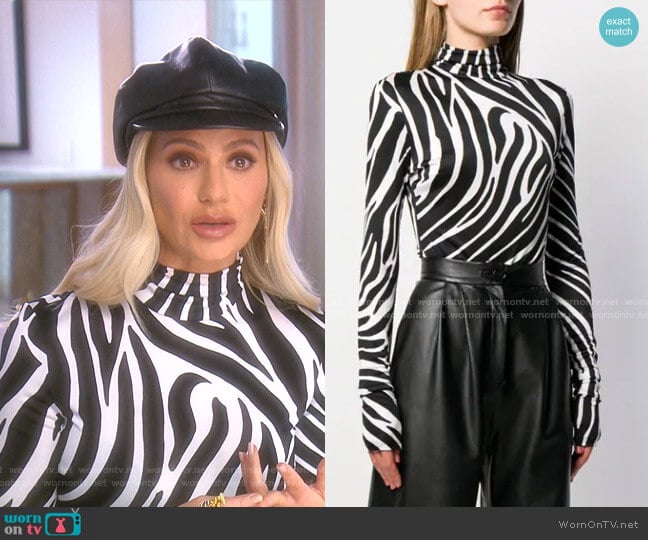 Versace Zebra-print Jersey Bodysuit worn by Dorit Kemsley on The Real Housewives of Beverly Hills