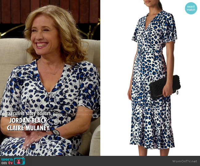 Whistles Brushed Leopard Button Midi Dress worn by Vanessa Baxter (Nancy Travis) on Last Man Standing