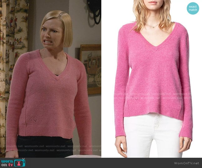 Zadig & Voltaire Sourca Cashmere Sweater worn by Jill Kendall (Jaime Pressly) on Mom