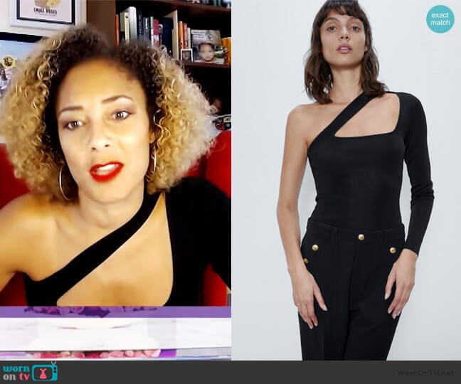 Zara Asymmetric Knit Bodysuit worn by Amanda Seales on The Real