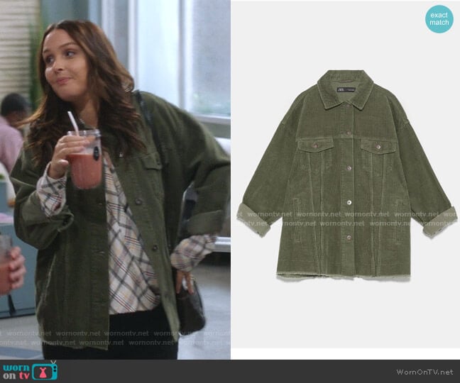 Zara Oversized Corduroy Overshirt worn by Jo Wilson (Camilla Luddington) on Greys Anatomy