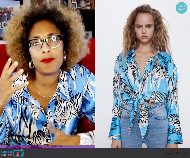 Zara Tied Print Shirt worn by Amanda Seales on The Real