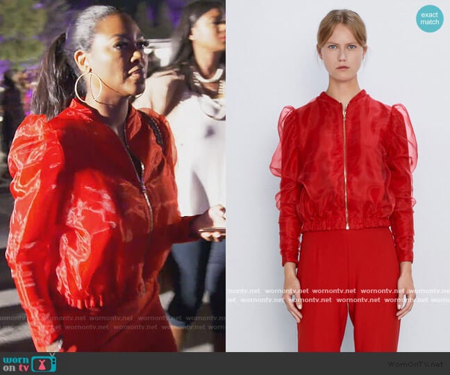 Zara Organza Bomber Jacket worn by Kenya Moore on The Real Housewives of Atlanta