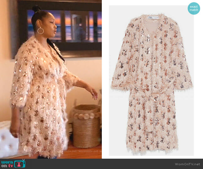 Zara Sequin Coat worn by Garcelle Beauvais on The Real Housewives of Beverly Hills