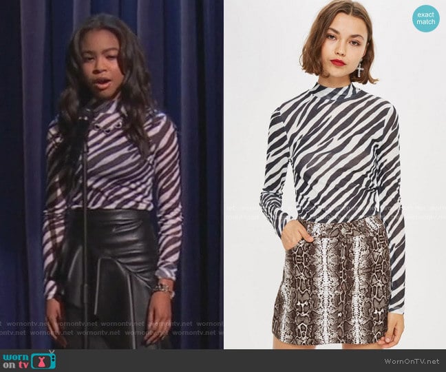 Topshop Zebra Print Long Sleeve Top worn by Nia Baxter (Navia Robinson) on Ravens Home