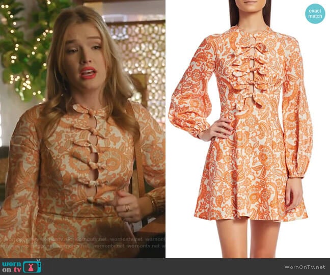 Zimmermann Peggy Scalloped Mini Dress worn by Kirby Anders (Maddison Brown) on Dynasty