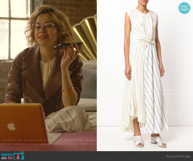 3.1 Phillip Lim Twist-Front Striped Poplin Maxi Dress worn by Pepper Smith (Julia Chan) on Katy Keene