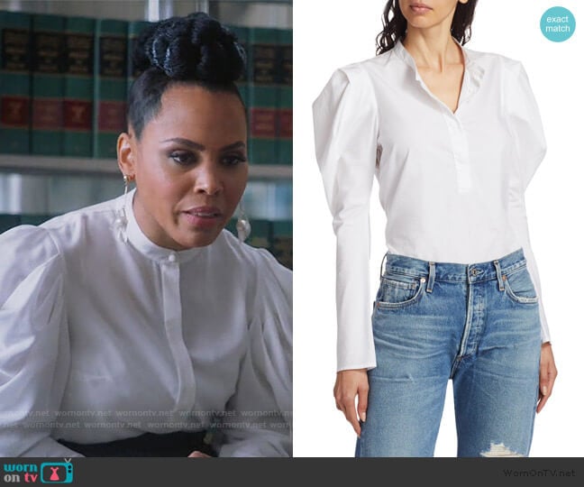 A.L.C. Hudson Band Collar Top worn by Tegan Price (Amirah Vann) on How to Get Away with Murder