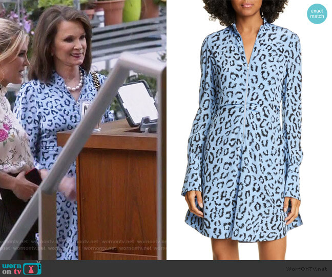 A.L.C. Marcella Leopard Print Long Sleeve Silk Minidress