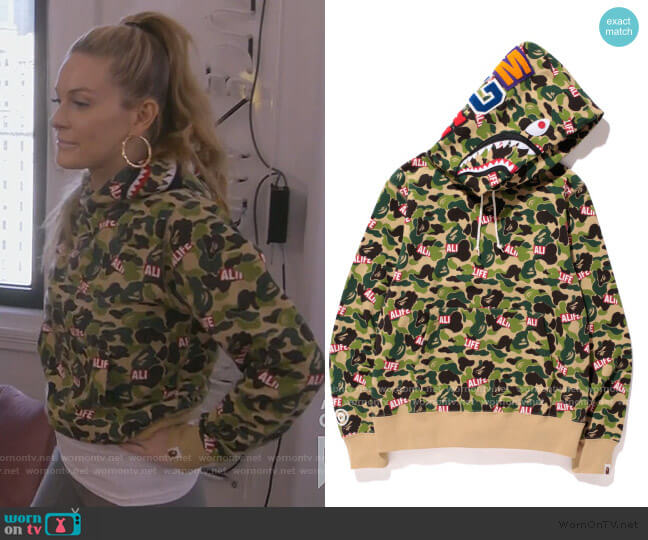 Bape Camo Shark Alife Hoodie worn by Leah McSweeney on The Real Housewives of New York City