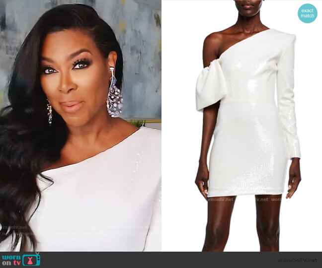 Alex Perry Sequined One-Shoulder Dress worn by Kenya Moore on The Real Housewives of Atlanta