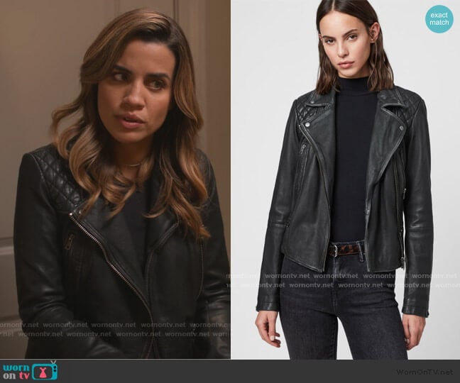 All Saints Cargo Leather Biker Jacket