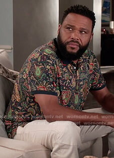 Andre’s navy pasley print polo on Black-ish