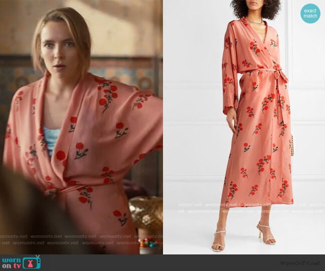 Bernadette Peignoir Floral-Print Silk Robe worn by Villanelle (Jodie Comer) on Killing Eve