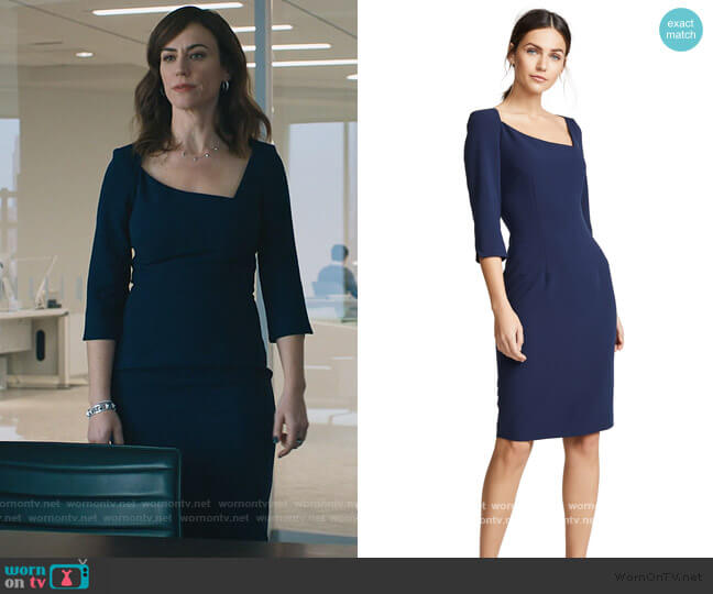 Black Halo Derek Sheath Dress worn by Wendy Rhoades (Maggie Siff) on Billions
