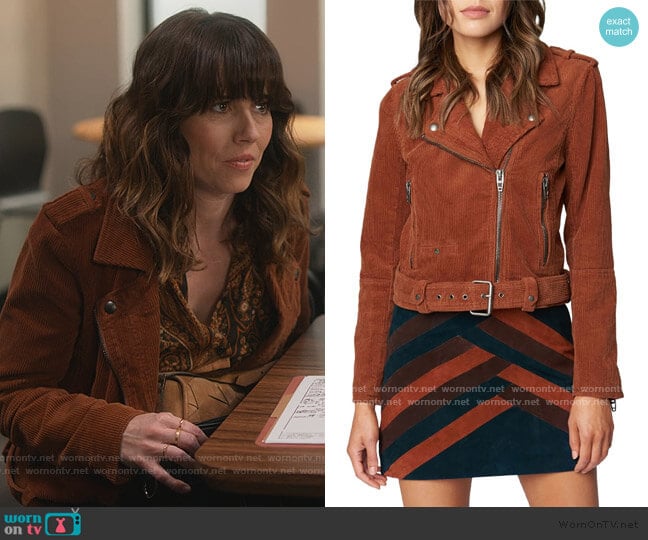 BlankNYC Corduroy Moto Jacket worn by Judy Hale (Linda Cardellini) on Dead to Me