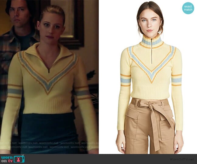 By any Other Name Cropped Zip Cashmere Pullover worn by Betty Cooper (Lili Reinhart) on Riverdale