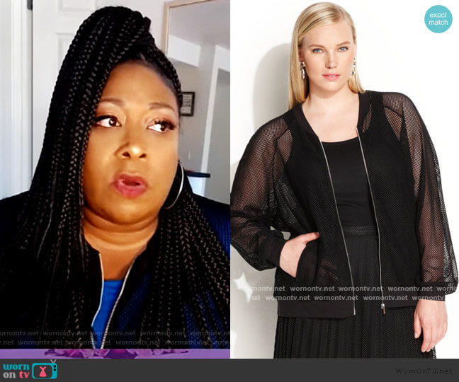 Calvin Klein Mesh Bomber Jacket worn by Loni Love on The Real