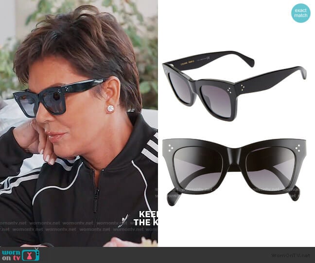 Celine 50mm Polarized Square Sunglasses worn by Kris Jenner on Keeping Up with the Kardashians