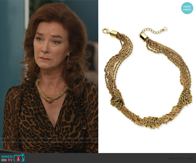Charter Club Gold-Tone Multi-Chain Knotted Collar Necklace worn by Lorna Harding (Valerie Mahaffey) on Dead to Me