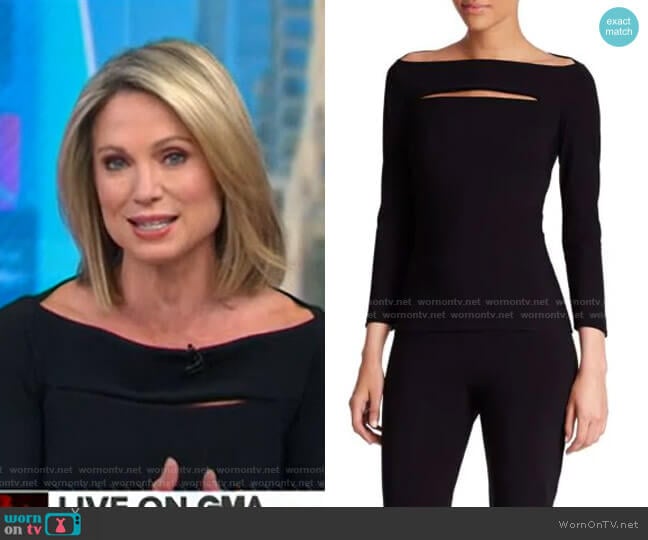 Chiara Boni La Petite Robe Katy Slit-Front Top worn by Amy Robach on Good Morning America
