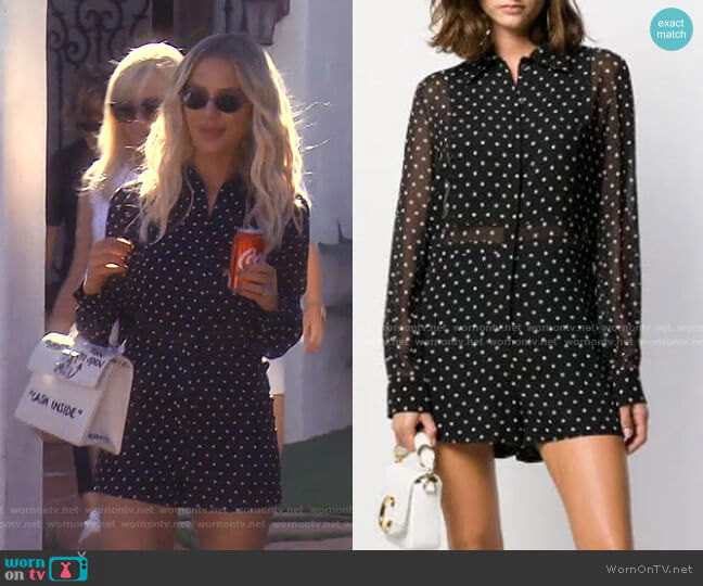 Christian Dior Polka Dot Silk Playsuit worn by Dorit Kemsley on The Real Housewives of Beverly Hills