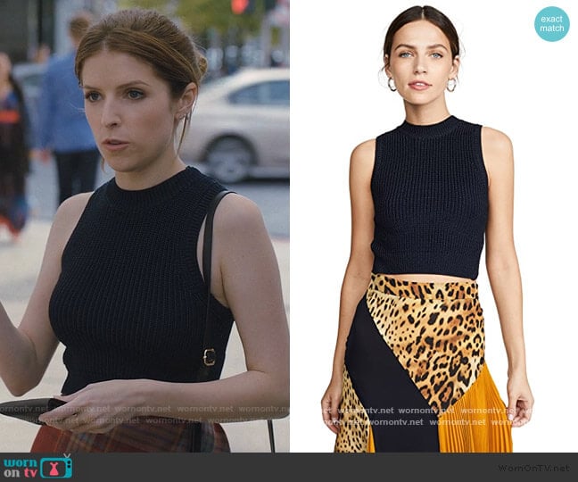 Cushnie Sleeveless Cropped Knit Top with V at Back worn by Darby (Anna Kendrick) on Love Life