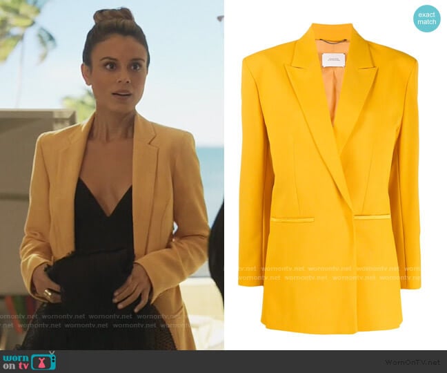 Dorothee Schumacher boxy fit structured shoulder blazer worn by Noa Hamilton (Nathalie Kelley) on The Baker and the Beauty