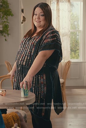 Dana’s black embroidered poncho on Sweet Magnolias