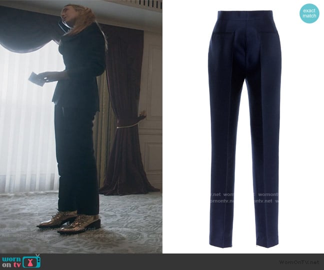 Dice Kayek Virgin Wool High Waist Slim Leg Trousers worn by Villanelle (Jodie Comer) on Killing Eve