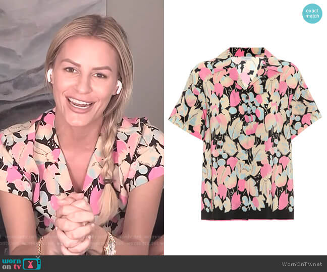 Dries Van Noten Floral-Printed Silk Shirt worn by Morgan Stewart on E! News