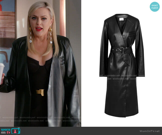 Each x Other Belted Faux Leather Coat worn by Alexis Carrington (Elaine Hendrix) on Dynasty