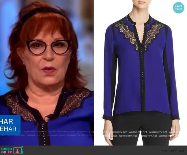 Elie Tahari Denise Lace Trim Blouse worn by Joy Behar on The View