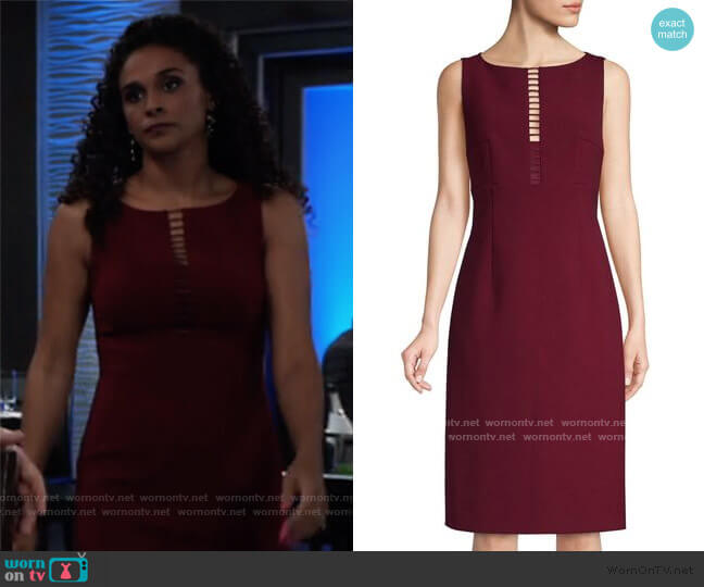 Elie Tahari Doreen Lader Front Sheath Dress worn by Jordan Ashford (Briana Nicole Henry) on General Hospital