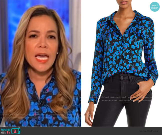 Equipment Leema Floral Satin Button-Down Shirt worn by Sunny Hostin on The View