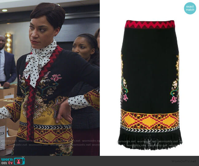 Etro Woven Skirt worn by Lucca Quinn (Cush Jumbo) on The Good Fight