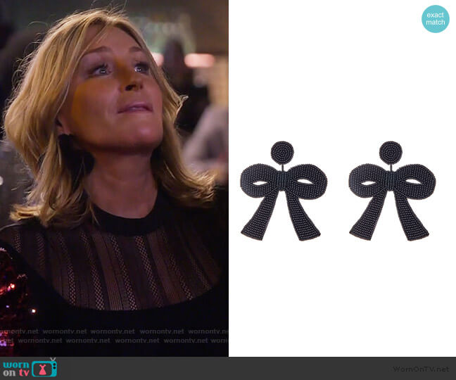 Haute Large Black Bow Earrings worn by Sonja Morgan on The Real Housewives of New York City