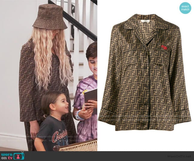 Fendi FF Motif Print Shirt worn by Khloe Kardashian on Keeping Up with the Kardashians