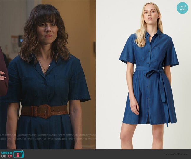 French Connection Leila Ixie Button Shirtdress worn by Judy Hale (Linda Cardellini) on Dead to Me