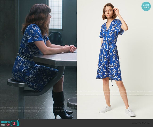 French Connection Rachelle Meadow Belted Dress worn by Judy Hale (Linda Cardellini) on Dead to Me