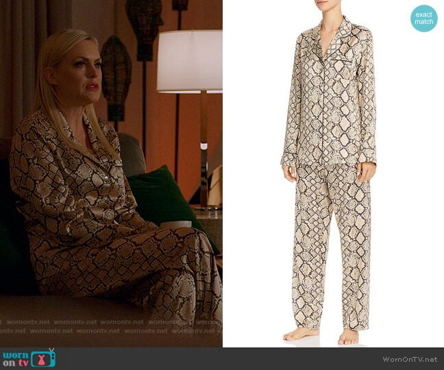 Ginia Python Print Long Silk Pajama Set worn by Alexis Carrington (Elaine Hendrix) on Dynasty
