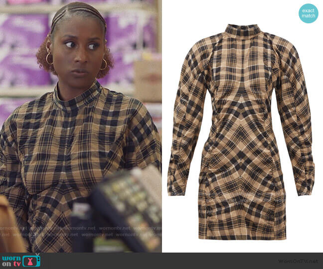 Ganni Seersucker Check Mini Dress worn by Issa Dee (Issa Rae) on Insecure
