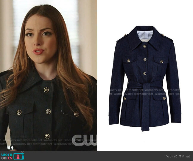 Giuliva Heritage Sahariana Linen Cotton Blend Jacket worn by Fallon Carrington (Elizabeth Gillies) on Dynasty