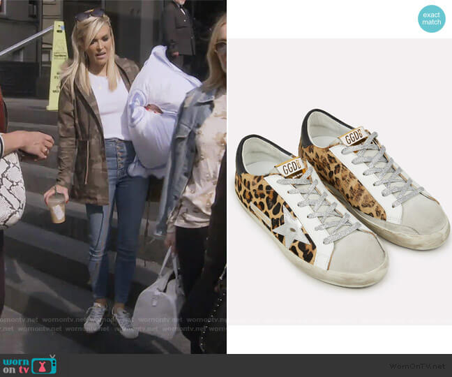 Golden Goose Superstar Leopard Sneakers worn by Tinsley Mortimer on The Real Housewives of New York City