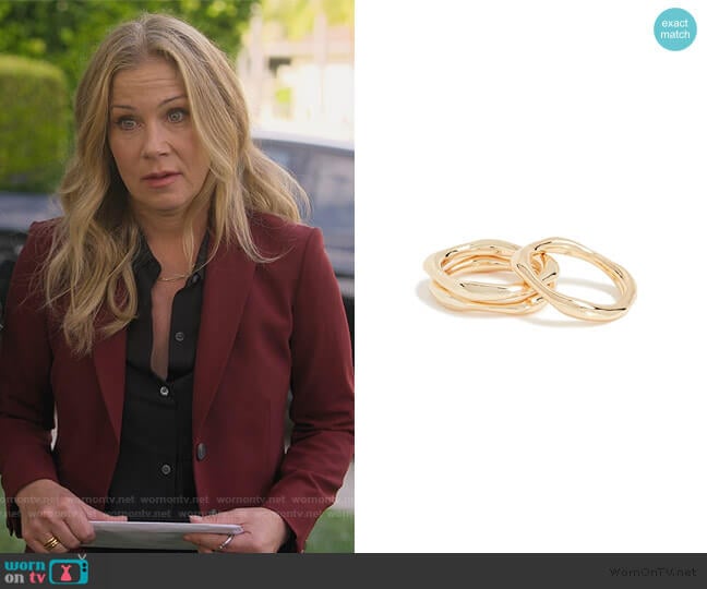 Gorjana Quinn Ring Set worn by Jen Harding (Christina Applegate) on Dead to Me