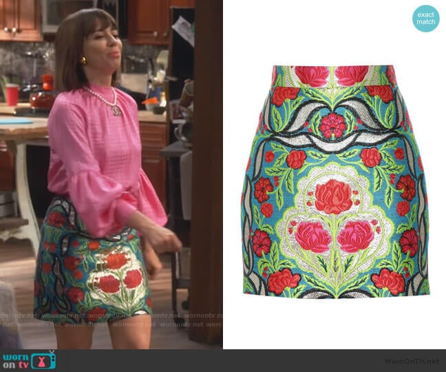 Gucci Floral Metallic Skirt worn by Elizabeth (Natasha Leggero) on Broke