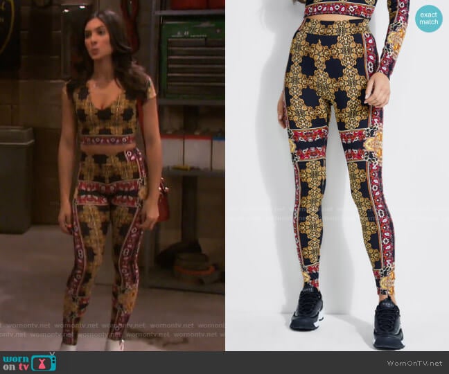 Guess Clovia Baroque Leggings worn by Gabi Hernandez (Camila Banus) on Days of our Lives